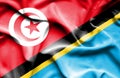 Waving flag of Tanzania and Tunisia