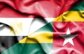 Waving flag of Togo and Egypt