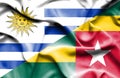 Waving flag of Togo and Uruguay