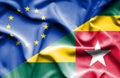 Waving flag of Togo and EU