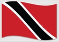 Waving flag of Trinidad and Tobago vector graphic. Waving Trinidadian and Tobagonian flag illustration. Trinidad and Tobago