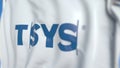 Waving flag with Tsys logo, close-up. Editorial 3D rendering Royalty Free Stock Photo