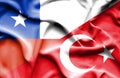 Waving flag of Turkey and Chile