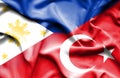 Waving flag of Turkey and Philippines