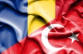 Waving flag of Turkey and Romania