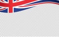 Waving flag of UK isolated on png or transparent background,Symbols of United Kingdom,Great Britain,template for banner,card,