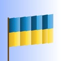 Waving flag of Ukraine. Illustration of flag of the Europe on the flagpole. Patriotic icon isolated on light background