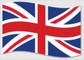Waving flag of United Kingdom vector graphic. Waving British flag illustration. United Kingdom country flag wavin in the wind is a Royalty Free Stock Photo
