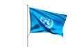 Waving flag of United Nations isolated on white background. Royalty Free Stock Photo