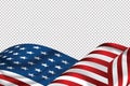 Waving flag of the United States of America. illustration of wavy American Flag for Independence Day. American flag on transparent Royalty Free Stock Photo