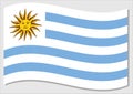 Waving flag of Uruguay vector graphic. Waving Uruguayan flag illustration. Uruguay country flag wavin in the wind is a symbol of