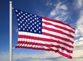 Waving flag of USA on flagpole