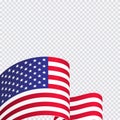 Waving flag of the USA isolated on transparent background. The United States national symbol. Royalty Free Stock Photo