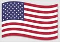 Waving flag of USA vector graphic. Waving American flag illustration. USA country flag wavin in the wind is a symbol of freedom