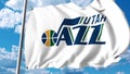 Waving flag with Utah Jazz professional team logo. Editorial 3D rendering Royalty Free Stock Photo