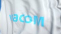 Waving flag with Viacom logo, close-up. Editorial 3D rendering