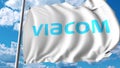 Waving flag with Viacom logo. 4K editorial animation