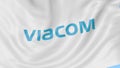 Waving flag with Viacom logo. Seamles loop 4K editorial animation