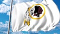 Waving flag with Washington Redskins professional team logo. Editorial 3D rendering Royalty Free Stock Photo