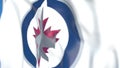 Waving flag with Winnipeg Jets NHL hockey team logo, close-up. Editorial 3D rendering