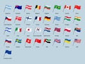 Waving flags of countries set. World flags of some different states of Europe, Asia, America, Australia and Africa. Isolated Royalty Free Stock Photo