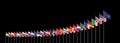 The 30 waving Flags of NATO Countries - North Atlantic Treaty. Isolated on black background - 3D illustration