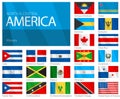 Waving Flags of North & Central American Countries