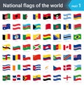 Waving flags of the world. Collection of flags - full set of national flags Royalty Free Stock Photo