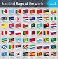 Waving flags of the world. Collection of flags - full set of national flags