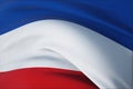 Waving flags of the world - flag of Yugoslavia. Closeup view, 3D illustration.