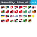 Waving flags of the world. Collection of flags - full set of national flags Royalty Free Stock Photo