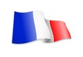 Waving France flag on white background. Royalty Free Stock Photo