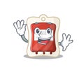 Waving friendly blood bag cartoon character design