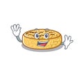 Waving friendly crumpets with mascot design style