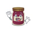 Waving friendly plum jam mascot design style