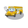 Waving friendly school bus mascot design style Royalty Free Stock Photo