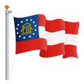 Waving Georgia Flag Isolated On A White Background. Vector Illustration.