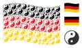 Waving German Flag Collage of Yin Yang Icons