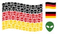 Waving German Flag Mosaic of Alien Face Items