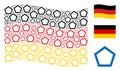 Waving German Flag Pattern of Contour Pentagon Icons