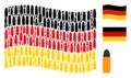 Waving German Flag Pattern of Ammo Bullet Icons