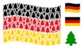 Waving Germany Flag Collage of Fir-Tree Icons Royalty Free Stock Photo