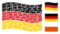 Waving German Flag Pattern of Building Brick Icons Royalty Free Stock Photo