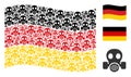 Waving Germany Flag Mosaic of Gas Mask Icons