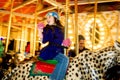 Waving Girl On Carousel Riding Jaguar