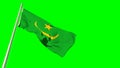 Waving glorious flag of Mauritania on chroma key screen, isolated - object 3D illustration
