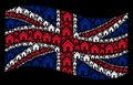 Waving Great Britain Flag Collage of Home Icons