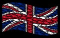 Waving UK Flag Collage of Share Hand Items