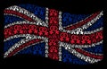 Waving Great Britain Flag Collage of Lesbi Symbol Items