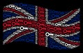 Waving UK Flag Collage of Key Items Royalty Free Stock Photo